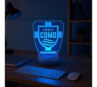 Generico Lampada in Plexiglass Disegno Stemma del Como Calcio e Nome Personalizzato Decor Night Light LED Luce Camera 7 Colori
