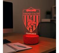 Generico Lampada in Plexiglass Disegno Stemma del Cosenza Calcio e Nome Personalizzato Decor Night Light LED Luce Camera 7 Colori