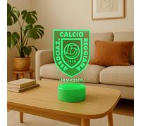 Generico Lampada in Plexiglass Disegno Stemma Reggiana Calcio e Nome Personalizzato Decor Night Light LED Luce Camera 7 Colori