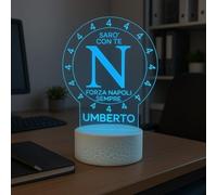 Generico Lampada LED Napoli 4 Scudetto Personalizzata con Nome | Luce Notturna RGB Multicolore con Logo Calcio Napoli | Targa Acrilica Incisa | Base Touch Decorativa per Tifosi e Regalo Bambini