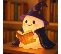 Generico Lampada libro lettura fantasmi stregas | 5.9 In Halloween Ghost Figurine Night Light | Simpatico mago 3D LED limas GOMMI | Decorazioni di Halloween per la camera da letto caminos