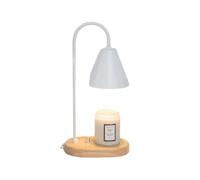 Generico Lampada per Fusione di Cera, Lampada Riscaldante A Candela Dimmerabile, Lampada A Olio con Base in Legno, Scaldacandele per Aromaterapia, Luce Notturna per La Decorazione della Casa (White)