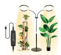Generico Lampada per Piante da Interno,Grow Light Piante,2 Teste Luce per Piante da Interno,Lampada LED per Piante con Supporto,Luce di Crescita a Spettro Completo con Timer Auto 3/9/12H,3 Modalità