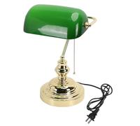 Generico Lampada Scrivania retrò da Banchiere, Atmosfera Calda per Studio | Interruttore Dimmerabile A Cerniera, Vetro Verde Soffiato A Mano, Attacco E26 In Ottone (Blue)