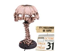Genérico Lampada Teschio Halloween - Resina 5,5 x 5,5 x 16 cm | Luce notturna con teschio a 4 teste, decorazione gotica per la casa, decorazione raccapricciante | per il partito del dor