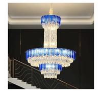 Generico Lampadari, Consegna di un edificio duplex, lampadari, progetto alberghiero, fari della hall, cristallo lusso rotanti, lunghi for soggiorno villa(D100cm Blue)