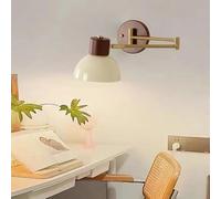 Generico Lampadari, Cream Wall Lamp Bedroom Bedside Reading Lights Creative Simple Study Learning Folding Rotatable Rocker Arm(Nature White)
