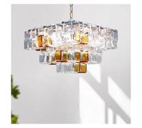 Generico Lampadari di lusso a LED quadrati in vetro trasparente, for soggiorno, camera da letto e sala pranzo, illuminazione decorativa for la casa,Lampadari(Changeable,D50cm-12head)