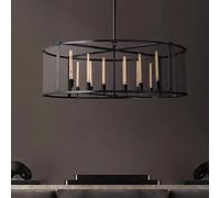 Generico Lampadari, Lampadario a soffitto rettangolare in ottone Lampadari a sospensione di lusso retrò Sala da pranzo a classici Soggiorno Lustri(Warm light,Dia100cm black)