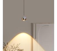 Generico Lampadari, Lampadario da comodino nordico della camera letto principale Lampade moderne semplici appendere alla linea Personalità creativa piccolo di lusso leggero(White-Gold)