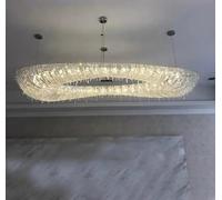 Generico Lampadari, Lampadario di lusso in cristallo artistico Villa Creative Island Restaurant Designer Hotel Lampada da progetto illuminazione decorativa(Cold White,L150cm,Gold)
