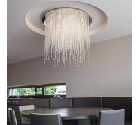 Generico Lampadari, Lampadario minimalista a LED con cristalli trasparenti, rotondo, da montare a filo, for la casa, tavolo pranzo, cucina, isola, camera letto(Warm White,D80xH80cm)