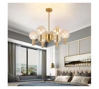 Generico Lampadari moderni e semplici a LED con sfera in vetro, lampada a sospensione for camera da letto, soggiorno, sala pranzo,Plafoniere da soffitto(Warm light,Amber 6 heads)