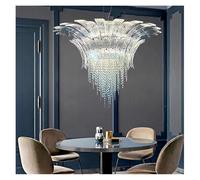 Generico Lampadari moderni in vetro a forma di petalo, for soggiorno, stile cottage V-intage, con nappe in cristallo, for ingresso, sala da pranzo, lampadario illuminazione,Lampadari(B 100cm)