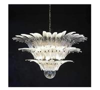 Generico Lampadari moderni in vetro a forma di petalo, for soggiorno, stile cottage V-intage, con nappe in cristallo, for ingresso, sala da pranzo, lampadario illuminazione,Lampadari(C 80CM)