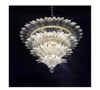 Generico Lampadari moderni in vetro a forma di petalo, for soggiorno, stile cottage V-intage, con nappe in cristallo, for ingresso, sala da pranzo, lampadario illuminazione,Lampadari(C 100CM)