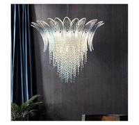 Generico Lampadari moderni in vetro a forma di petalo, for soggiorno, stile cottage V-intage, con nappe in cristallo, for ingresso, sala da pranzo, lampadario illuminazione,Lampadari(A 50CM)