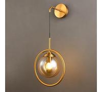Generico Lampadari, Nordic Modern LED Wall Lamp Glass Ball Bathroom Mirror Beside Retro Light Sconce Wan lamp Decor Lighting Luminaire(Style B amber)