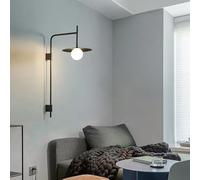 Generico Lampadari, Nordic Simple Industrial Swing Arm Wall Lamp Iron Art LED G9 Long Pole Mounted Bedroom Bedside Living Room Reading Study(Noir)