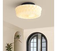 Generico Lampadari, Plafoniere moderne della camera da letto francese V-intage Luci sala pranzo Lampade in vetro principale con ingresso semplice(Yellow,3 COLORS_D35CM)