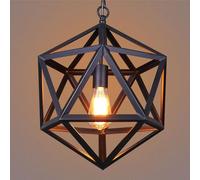 Generico Lampadario a Lanterna in Metallo a 1 Luce, lampadario a Gabbia for Uccelli Industriale, Finitura Nero Opaco, lampadario Rustico, lampadario da Pranzo