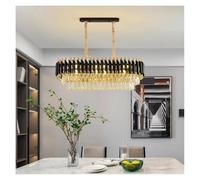 Generico Lampadario a LED ovale postmoderno con cristalli trasparenti, lampada a sospensione a, for sala da pranzo, soggiorno(Changeable,100cm oval)