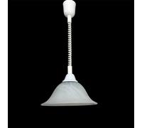 Generico Lampadario a sospensione classico a 1 luce con saliscendi e vetro duna bianco per sala da pranzo, camera da letto, corridoio, ingresso, soggiorno, salotto, cucina.