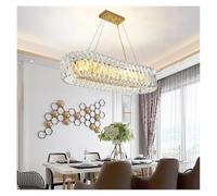 Generico Lampadario Dorato a LED, Moderno, in Vetro e Cristallo, lampadario a Sospensione a LED in Acciaio Inox Dorato for Ingresso.,Lampadari(Stadium Shape Lamp)