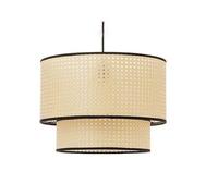 Generico Lampadario in vimini beige Paralume cavo Stile pastorale Lanterna in bambù intrecciato Lampada a sospensione a soffitto Lampade in rattan da regolabile,lampadario