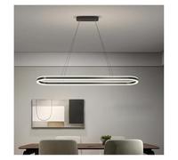 Generico Lampadario, Lampada a sospensione nordica for sala conferenze, moderno e minimalista, tavolo da pranzo ovale, bar, lampadari ufficio lunghi a LED minimalisti(Dimmable,Black 100cm)