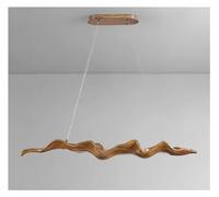 Generico Lampadario, Lampade a sospensione a foglia in resina V-intage dimmerabili con RC Tea House Sala da pranzo Camera letto Lampada a a LED Illuminazione Compatible with interni(Wood,L130CM)