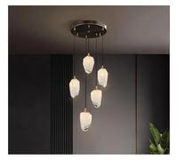 Generico Lampadario, Modern dine dining room Pendant lights indoor lighting Ceiling lamp hanging light led Chandeliers for living lightin(5 heads round Black,Remote)
