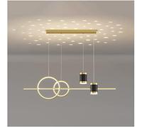 Generico Lampadario moderno a LED, lampadario lineare moderno dimmerabile con 2 anelli, design classico del cielo stellato,lampadario