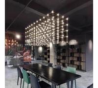 Generico Lampadario moderno di lusso a sospensione a cubo luce stellata lucciola for sala da pranzo a a LED for ufficio hotel grande,Plafoniere da soffitto(Neutral Light,L80-W60-H40cm)