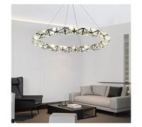 Generico Lampadario Moderno dimmerabile a LED Lustre Lampade a Sospensione in Cristallo Decorazioni Compatible with la casa Lampade a Sospensione a Cerchio in Acciaio, lampadario da Pranzo