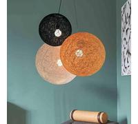 Generico Lampadario moderno, Lampada a sospensione a forma di palla canapa da giardino creativa, in rattan, filo lino, nido d'uccello, lampada a a LED, illuminazione for soggiorno(Dia 50cm)