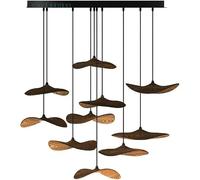 Generico Lampadario moderno, Lampadario antico in legno a forma di foglia vuota for ristorante, studio, soggiorno, sala da tè zen, villa, scale, decorazione luminosa(Light color 10 heads2)