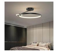 Generico Lampadario moderno, Minimalist Circular Ring Bedroom Study Lamp Modern Simple LED Master Dining Room Balcony Ceiling Light(Black,Changeable)