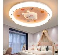 Generico Lampadario moderno, Plafoniera a LED circolare moderna e minimalista, design creativo a forma di coniglio, illuminazione for la cameretta in stile nordico(Pink-D50cm,Dimmable)