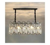 Generico Lampadario moderno semplice in cristallo piccolo nero for soggiorno, sala da pranzo, lampada interno for la casa, testa singola(Oval 12 heads)