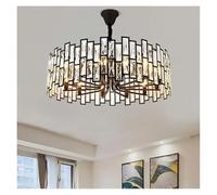 Generico Lampadario moderno semplice in cristallo piccolo nero for soggiorno, sala da pranzo, lampada interno for la casa, testa singola(Round 8 heads)