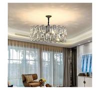 Generico Lampadario moderno semplice in cristallo piccolo nero for soggiorno, sala da pranzo, lampada interno for la casa, testa singola(Round 16 heads)