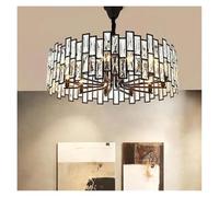 Generico Lampadario moderno semplice in cristallo piccolo nero for soggiorno, sala da pranzo, lampada interno for la casa, testa singola(Round 6 heads)