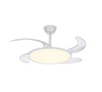Generico Lampadario soffitto, Ventilatore da soffitto invisibile moderno ARLGSITE con luce LED, motore CC, grande volume d'aria, telecomando for camera letto, sala pranzo (a quattro pale)(WHITE)