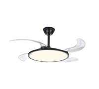 Generico Lampadario soffitto, Ventilatore da soffitto invisibile moderno ARLGSITE con luce LED, motore CC, grande volume d'aria, telecomando for camera letto, sala pranzo (a quattro pale)(Black)
