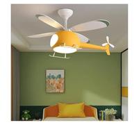 Generico Lampadario Sospensione, Lampadari a soffitto a Forma di Elicottero for cameretta dei Bambini, luci a LED for Interni, lampadario a Forma di Ventilatore for Camera da Letto(Yellow)