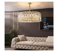 Generico Lampade a Sospensione di Design con lampade a Sospensione di Design in Oro Rotondo in Cristallo con Tubo Luminoso Art. Lampade da Foyer,per la Scala d'ingresso