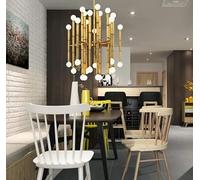 Generico Lampade a sospensione for sala da pranzo Lampada a dal design post moderno Lampadari a a led con tubo in ferro(Golden 30 heads,Cold White)