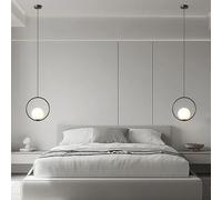 Generico Lampade a sospensione, Lampada a sospensione rotonda strana minimalista e personalizzata nordica, lampada a di lusso moderna creativa, bancone(Black 30cm,White light)