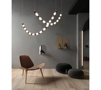 Generico Lampade a sospensione, Lampadario a sospensione con collana di perle tendenza, for soffitti alti, illuminazione for soggiorno e scale(Changeable,72 Balls)